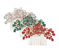 TOVINANNA 3 Piezas Peineta de Gemas de Imitación, Peineta Nupcial Diseño de Flores y Hojas, Metal, 7 Dientes, para Bodas y Ocasiones Obsequios, para Mujeres y Novias