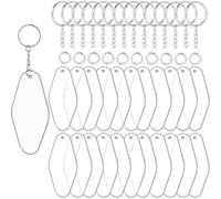 TOVINANNA 30 Juegos Kit de Etiquetas de Identificación de Clave Acrílicas Fáciles de Usar para Llaveros Colgante en Blanco, Adecuado para Reuniones de Clase y Bautizos