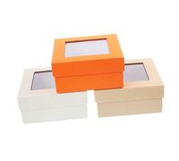 TOVINANNA 3piezas Cajas De Flores Vacías Para De San Valentín De Cajas Cuadradas De Ventana Transparente Para Rosa y Jabón Diseño Elegante Kraft