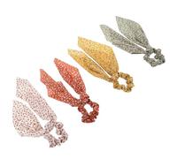TOVINANNA 4 Coleteros Elásticos Pelo Lazo Floral Estilo Francés, Tela, Colores Ladrillo, Jengibre, Crema y Verde, Accesorios Versátiles para Mujer y Niña, Cinta Larga para Peinados
