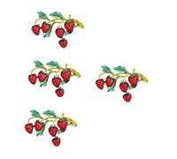 TOVINANNA 4 Piezas Alfiler decoración fresa pasador de fruta broches de vestir broche para mujer s para ropa lindo pin lindo de las mujeres de solapa aleación