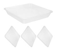 TOVINANNA 4 Piezas Bandeja Cuadrada Transparente de Plástico | 8x8 Pulgadas, Superficie Lisa, Uso Exterior, Control Sencillo del Agua
