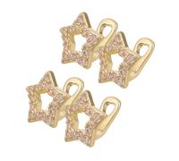 TOVINANNA 4 Piezas Teeth Grill Caps Brillantes con Hueca Dorada para Mujeres y Hombres Joyería de Dientes Clip Rhinestones Accesorios Hip Hop para Fiesta y Diario