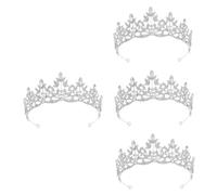 TOVINANNA 4 Piezas Tocados De Novia Accesorios De Princesas Ducha Cabello Cabeza Para La Novia Fiesta Coronas y Tiaras Boda Cordón Novias Tiara Nupcial Aleación + De Imitación