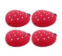 TOVINANNA 4 Tapones para Agujas de Tejer Suéteres de Silicona Forma de Fresa, Protectores de Punta de Aguja para Principiantes, Accesorios de Costura y Manualidades, Cubiertas Seguras