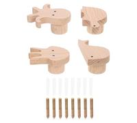 TOVINANNA 4piezas Ganchos de Pared Cabezas de Animales de Roble, Perchas para Ropa Multifuncionales, Diseño Compacto y Versátil, Almacenamiento Práctico para Hogar y Oficina