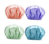 TOVINANNA 4piezas Gorros Protectores Cabello Gorro De Satin y Gorra De Ducha Suave y Duradero Adecuado Para Baño y Viaje