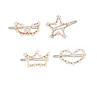 TOVINANNA 4piezas Horquillas De Pelo Diseño Geométrico Forma De Corazón y Perlas Accesorios Para Niñas Estrellas Coronitas Corazones y Orejas De Conejo