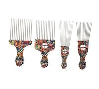 TOVINANNA 4piezas Peine De Selección De Acero Inoxidable Para Peinar Cabello Afro y Rizado Herramienta De Estilizado Para Desenredar Pelucas y Mechas De Unidades De Diseño Casual