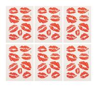TOVINANNA 6 Hojas de Tatuajes Temporales de Labios Rojos: Pegatinas Impermeables con Forma de Beso para Rostro Y Cuerpo, Tatuajes Falsos Sexys para San Valentín, Despedidas de Soltera Y Maquillaje de