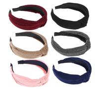 TOVINANNA 6 Piezas Diadema Turbante Cabello Nudo de Banda Cabello Lisa para Mujeres y Niñas Color Vino Oscuro Marino