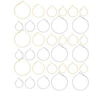 TOVINANNA 64 Pendientes de Aro Metálicos Cierre Francés Tipo Camarón Pendientes Colgantes Grandes para Bisutería Set de 64 Piezas Colores Dorado y Blanco K Accesorios para Creación