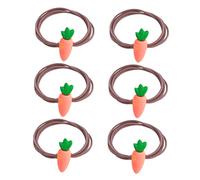 TOVINANNA 6piezas Coleteros De Caricatura Forma De Zanahoria Accesorios Para Cabello De Niñas Bandas De Pelo Elásticas Para Uso Diario y Fiestas