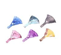 TOVINANNA 6piezas Diadema Antiestrangulamiento Con Efecto Tie-dye Banda Pelo Deportiva Que Absorbe El Sudor Para Correr y Ejercicios Diadema Ancha Con Botón Protector Orejas Colores Surtidos
