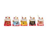 TOVINANNA Adorno Gato Mascota 5 Piezas Miniatura Japonés Maneki Neko Figura para Decoración Coche y Hogar Estilo Kawaii Set de Figuritas Feng Shui Suerte
