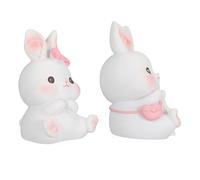 TOVINANNA Adornos de Conejo para Tartas en Rosa y Blanco, Pack de 2 Piezas para de Fiestas de Pascua y Celebraciones Familiares