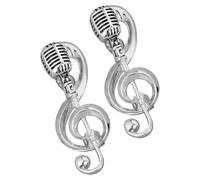 TOVINANNA Alfileres de Música Vintage en Aleación Plata 2 Piezas Diseño de Nota Musical y Micrófono, Pin de Solapa Decorativo Versátil para Varias Ocasiones
