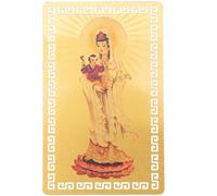 TOVINANNA Amuleto Budista Tarjeta Dorada Kwan Yin de Metal, Protección Ligera y Decorativa, Feng Shui para Hogar, Oficina, Coche y Obsequio Infantil