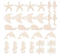TOVINANNA Animales del Océano en Piezas de Madera sin Terminar 28 Unidades Pulidas Ideales para Decoración de Bodas y Fiestas