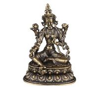 TOVINANNA Antiguo Verde Tara Buda Estatua De Latón Para Decoración Verde Tara Estatuas De Latón Religión Fe Loto Estatua Pequeña Figura De Budismo De Iluminación Oriental Para Colección De Oración