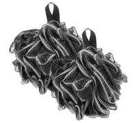 TOVINANNA Bola De Baño Espuma De Malla Carbón Activado 2 Unidades Grande Negra Para Exfoliación Cuerpo Adultos Niños Correa Colgante Uso En Ducha Baño