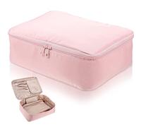 TOVINANNA Bolsa de Cosméticos de PU Bolsa de Aseo Ligera de Gran Capacidad para Cosméticos de Viaje Contenedor de Almacenamiento de Maquillaje para Viajes y Organización de Productos de Bell