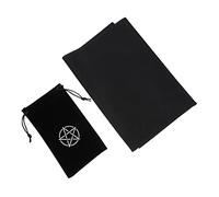 TOVINANNA Bolsa y Mantel de Cartas del Tarot Pentáculo 2 Piezas Conjunto Bolsa de Tela Negra 100x180 Cm Mantel 50x50 Cm Resistente para Adivinación Uso Hogar y Eventos Esotéricos