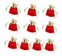 TOVINANNA Bolsas De Joyería Cordón Dorado 10 Piezas 7x9 Cm Diseño Rojo Borde Dorado Almacenamiento Seguro Para Bodas Fiestas Navidad Regalos Elegantes Para Organizar Joyas