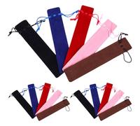 TOVINANNA Bolsas para Bolígrafos Cordón 15 Unidades Estuches Portátiles de Terciopelo Grueso Doble Cara Café Azul Rosa para Organización Escolar y Obsequio