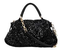 TOVINANNA Bolso Bandolera para Mujer Negro Lentejuelas Tamaño Mediano Diseño Cruzado y Elegante Bolso de Mano para Calle y Ocasiones Casuales para Niñas y Señoras Bolsa Sencilla y Versátil