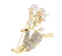 TOVINANNA broche accesorios broche de animales perla Navidad Día festivo rápido dama alfiler broches de vacaciones para mujer broche de reno broche de ciervo aleación Golden