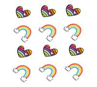 TOVINANNA Broches Acrílicos Arcoíris 12 Piezas, Insignias Coloridas Decorativas, Accesorio Ropa Mujer, Diseño Compacto 6x13 Cm y 6x6.57 Cm para Camisetas, Chaquetas y Bolsos