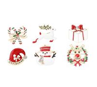 TOVINANNA Broches de Navidad Creativos de Aleación 6piezas para Festival y Ceremonias, Accesorios de Vestuario Diseño Especial y Temática Navideña Varios estilos