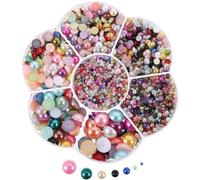 TOVINANNA Caja de 5600 Perlas Artificiales Abs Semicirculares y Redondas, Delicadas y Ligeras, Ideales para Decoraciones de Uñas y Manualidades DIY