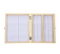 TOVINANNA Caja de Almacenamiento de Diapositivas para Microscopio de Madera y Metal Cierre Metálico, Gran Capacidad y Diseño Compacto para Colección Segura de Muestras Varios estilos