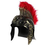 TOVINANNA Casco Romano para Adultos Penacho Rojo, Accesorio Ligero de Plástico para Disfraz de Guerrero Cosplay, Adecuado para Carnaval, Fiestas Medievales y Sesiones de Fotos
