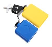 TOVINANNA Cencerro de Percusión Doble Tono para Batería, Campana Metálica Montaje Único, Accesorio Musical Bicolor (Pequeño Azul Grande Amarillo) para Bandas y Equipos de Percusión