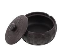 TOVINANNA Cenicero de Cerámica Tapa Resistente al Viento Fácil de Limpiar Estilo Retro y Artístico Decoración Elegante y Funcional para Oficina y Sala de Estar