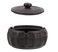 TOVINANNA Cenicero de Cerámica Tapa Resistente al Viento para Interiores y Exteriores Tamaño Único Color Púrpura Almacenamiento de Cenizas Decoración Vintage para Sala Oficina y