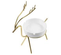 TOVINANNA Cenicero Gran Capacidad Creativo de Cerámica y Hierro Dorado y Fácil Limpieza para Decoración de Patio y Hogar