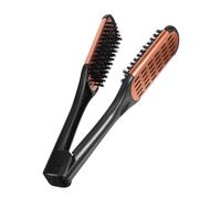 TOVINANNA Cepillo Alisador Doble Cara V con Cerdas Naturales Peine Plancha para Cabello Herramienta Profesional para Mujeres Suave y Antiencrespamiento para Viaje y Uso Diario