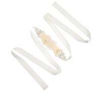 TOVINANNA Cinturón de Novia Perlas y Flores Fajín de Boda 270 CM Color Blanco Crema Accesorio Elegante para Vestidos de Gala Fiesta Maternidad y Sesión de Fotos