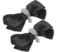TOVINANNA Clips Decorativos para Zapatos Lazo Negro, Hebillas Reutilizables y Desmontables de Aleación Pedrería para Bodas y Ocasiones Elegantes, 1 Par