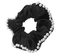 TOVINANNA Coletero Elástico Grande de Satén Doble Faz con Perlas de Color Marfil, Accesorios Cabello de Mujer, Banda Antirrotura para Bodas, Oficina, Viaje y Uso Diario