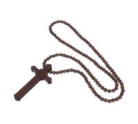 TOVINANNA Collar de Cruz de Madera con Cuentas de Rosario para Hombres y Mujeres Joyería Religiosa de Madera para Bautizo Collar Inspirador Unisex con Estilo Urbano y Diseño Meditativo