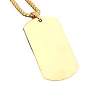 TOVINANNA Collar Placa de Identificación Militar de Acero de Titanio Dorado Cadena Incluida, Colgante Resistente para Hombre, Joyería Casual y Formal, Obsequio Adecuado para Ocasiones