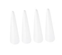 TOVINANNA Conos de Espuma Blanca para Manualidades Infantiles 4 Piezas 32X12 CM Conos Sólidos de Poliestireno para Bricolaje Proyectos Escolares y Decoración Navideña