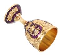 TOVINANNA Copa de Metal Dorada Vintage Tallo Alto Vaso para Licor y Trago Ritual Copa Creativa para Ofrenda y Decoración Navideña Adecuado para Hogar y Bar Color Oro Púrpura