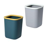 TOVINANNA Cubo de Basura Cuadrado para Hogar 10L sin Tapa 2 Unidades Polipropileno Resistente Colores Azul y Gris Adecuado para Cocina Baño Oficina y Sala de Estar