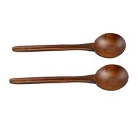 TOVINANNA Cucharas de Sopa de Madera Natural 2 Piezas Mango Largo Cucharas Pequeñas Antiadherentes para Cocinar Utensilios de Cocina Ligeros para Sopa y Ramen Aptas para Menaje de Cocina